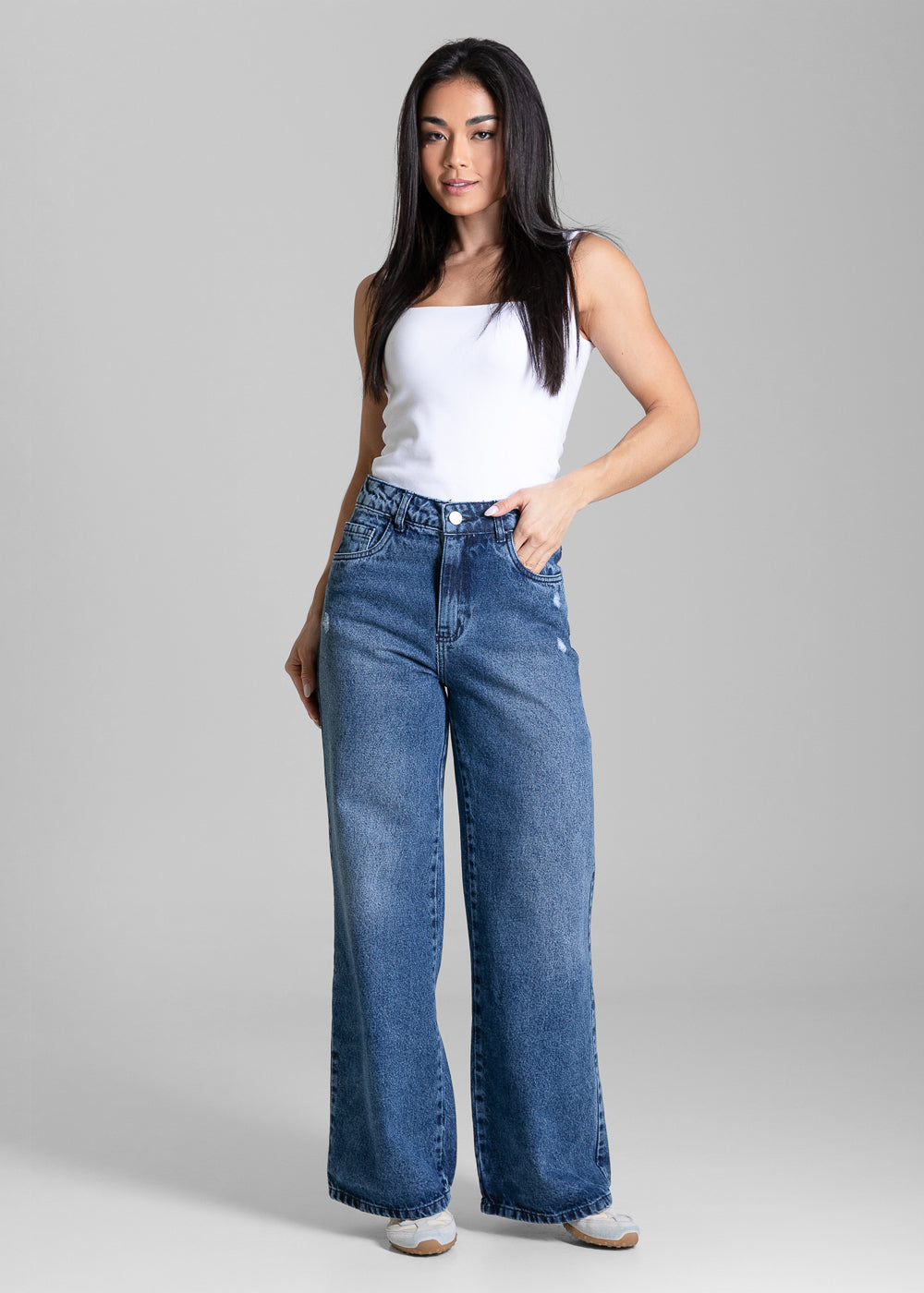 Calça Jeans Sawary Wide Leg Petit - 284382 AZUL