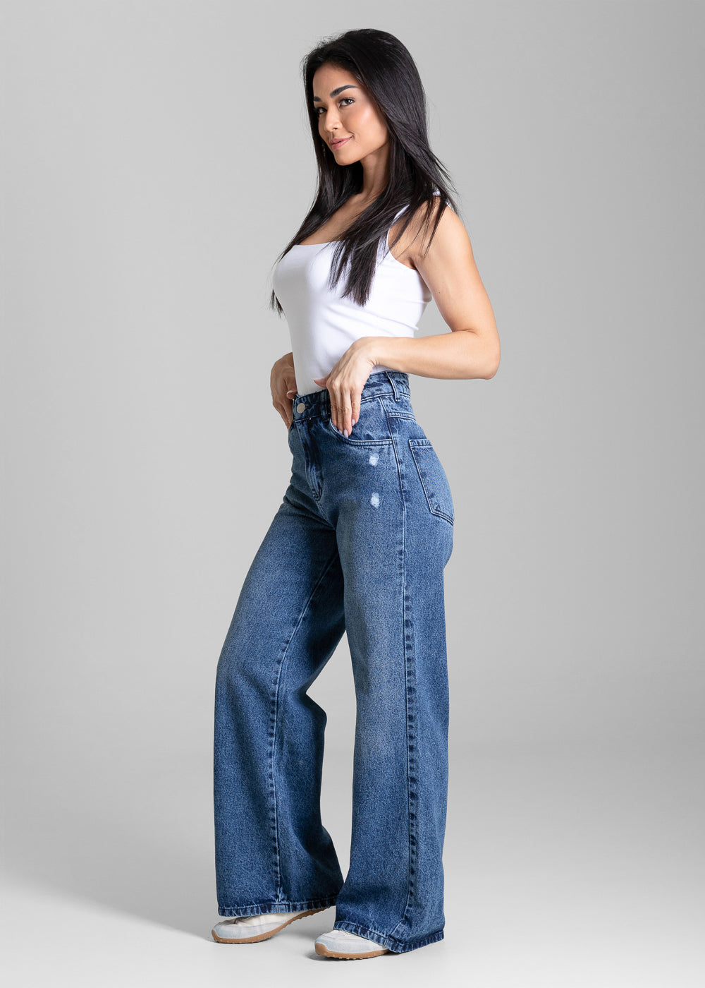 Calça Jeans Sawary Wide Leg Petit - 284382 AZUL