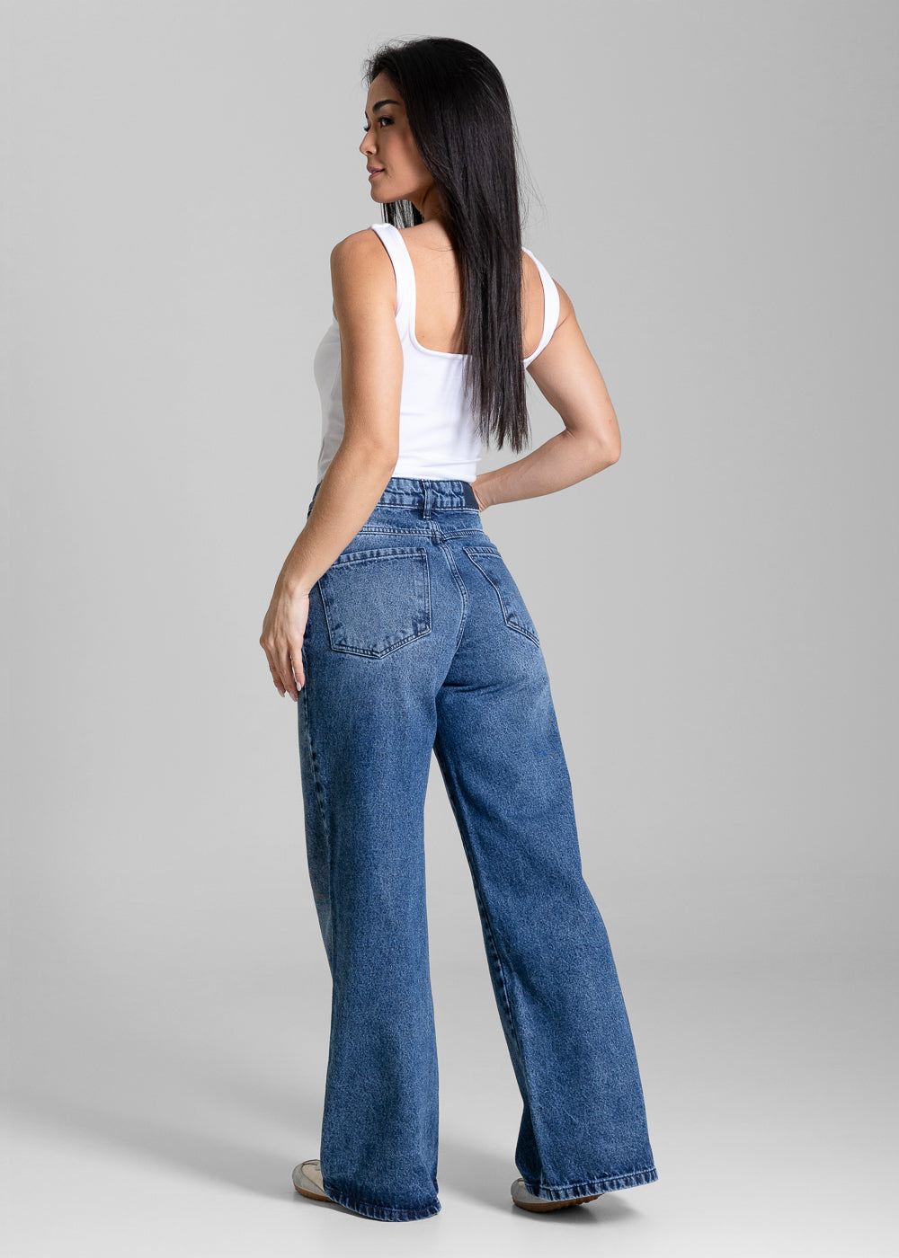 Calça Jeans Sawary Wide Leg Petit - 284382 AZUL