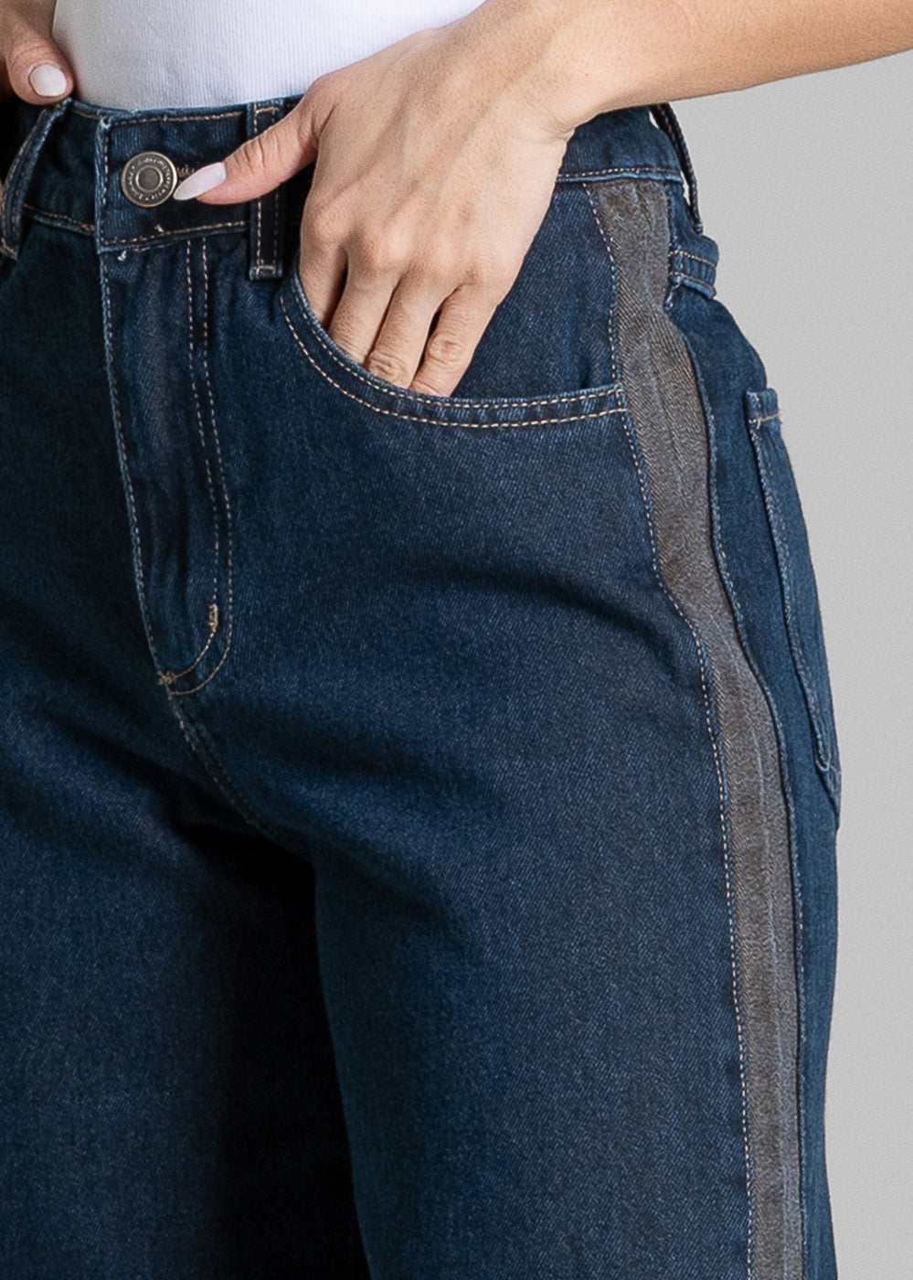 Calça Jeans Sawary Wide Leg Petit Fenda - 284399 AZUL