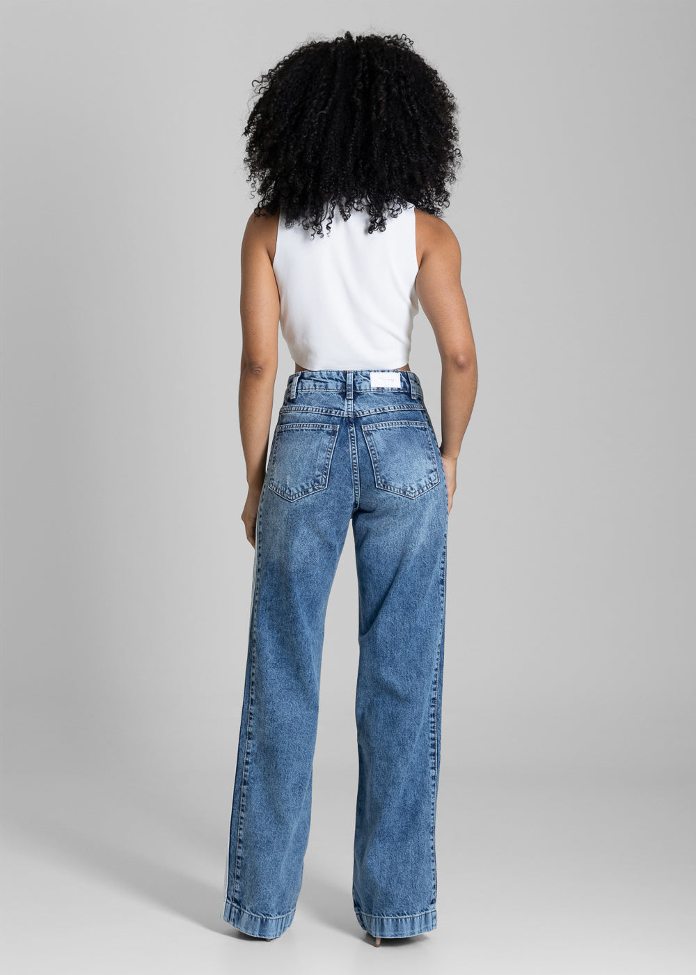 Calça Jeans Sawary Wide Leg Listras - 284400 AZUL