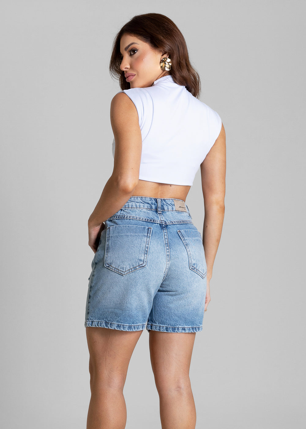Shorts Jeans Cós Assimétrico Sawary - 284406 AZUL