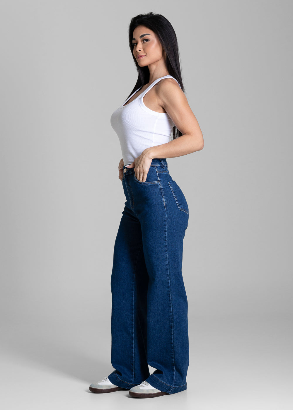 Calça Jeans Sawary Wide Leg Petit - 284418 AZUL