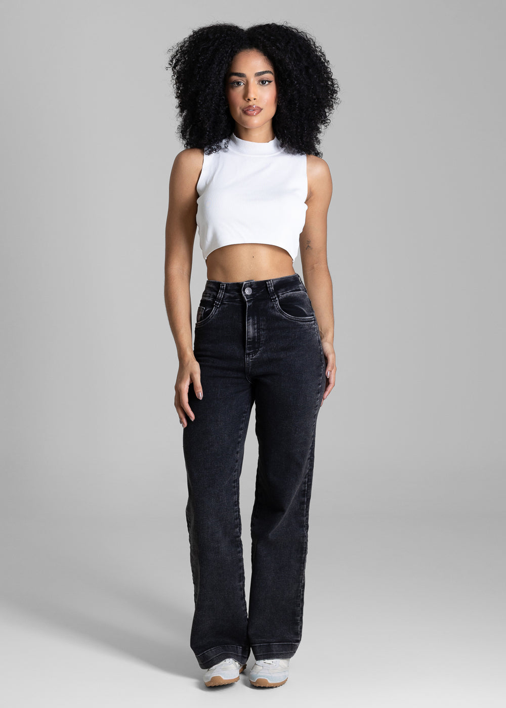 Calça Jeans Sawary Wide Leg Petit - 284434 PRETO