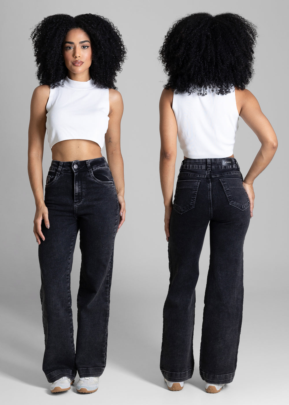 Calça Jeans Sawary Wide Leg Petit - 284434 PRETO