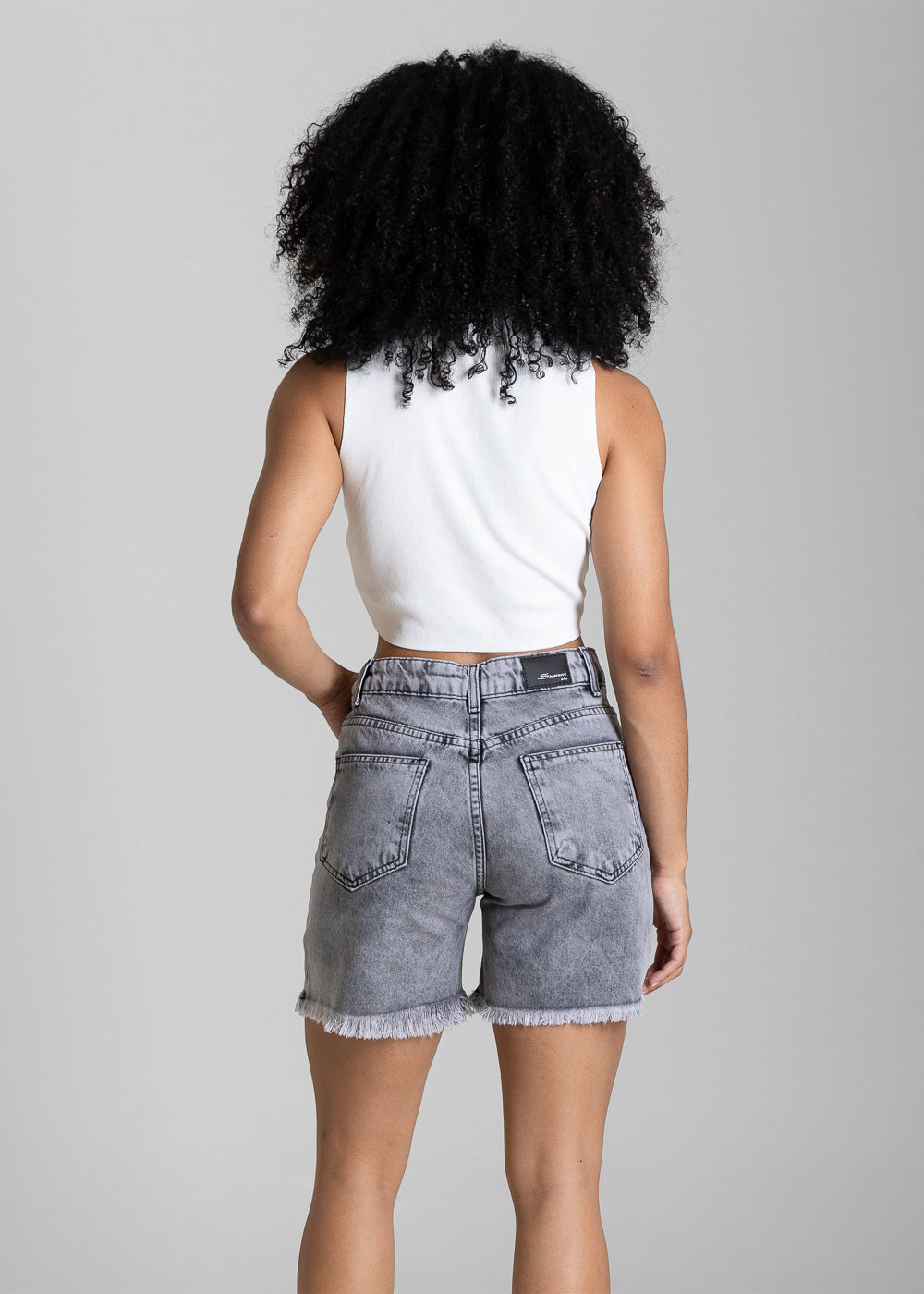 Shorts Jeans Barra Desfiada Sawary - 284450 PRETO