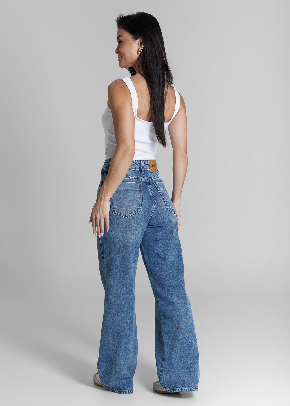 Calça Jeans Sawary Wide Leg Petit - 284454 AZUL