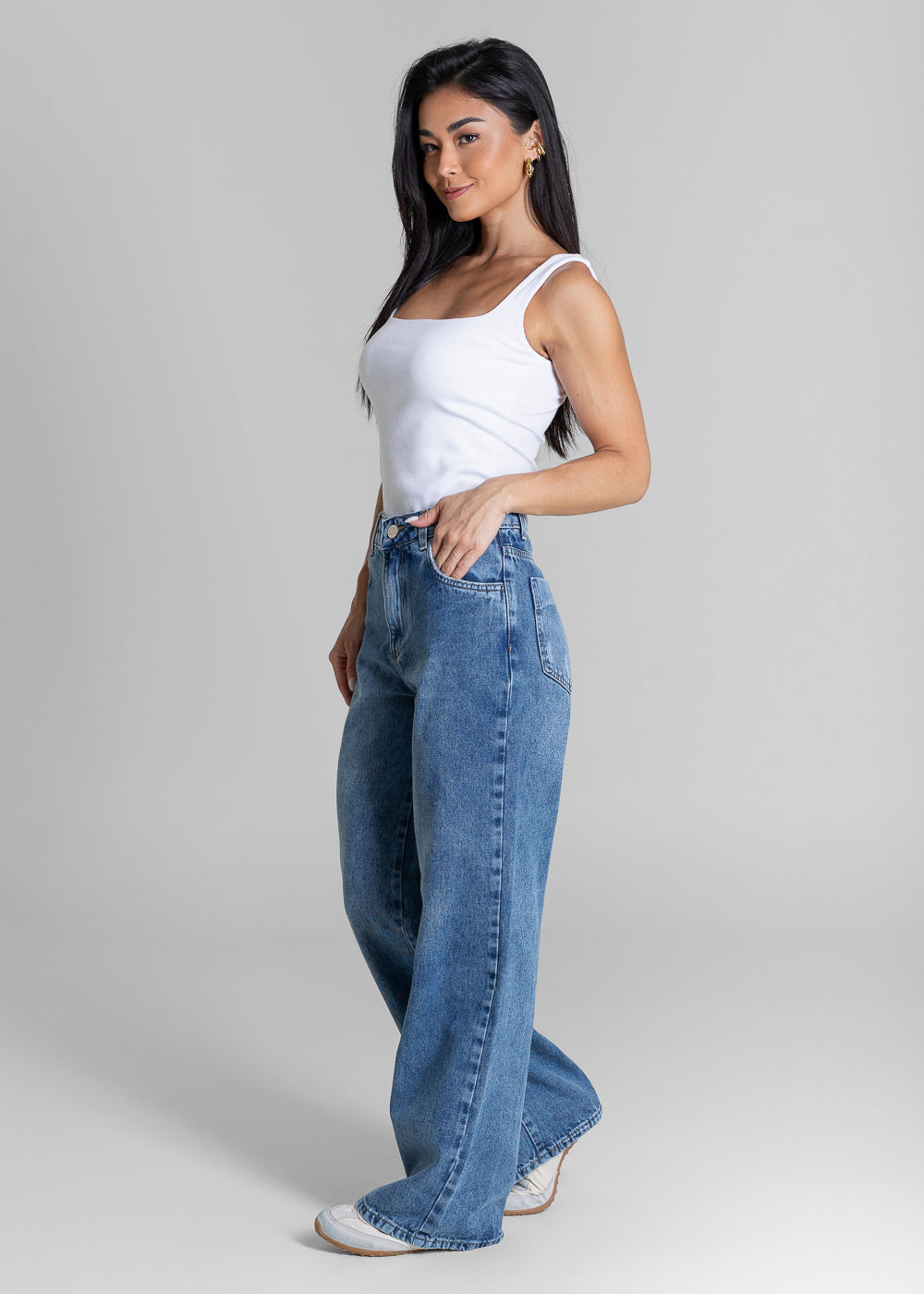 Calça Jeans Sawary Wide Leg Petit - 284454 AZUL