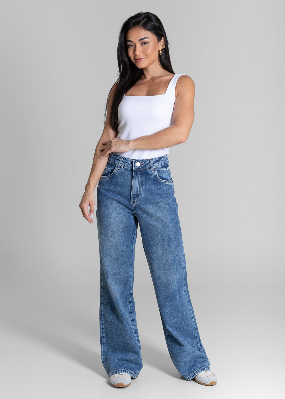 Calça Jeans Sawary Wide Leg Petit - 284454 AZUL
