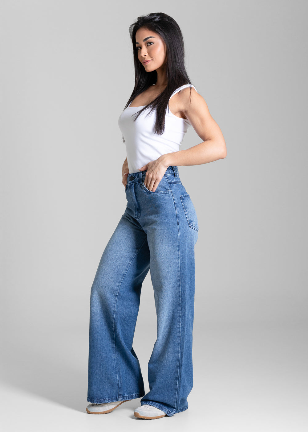 Calça Jeans Sawary Wide Leg Petit - 284456 AZUL