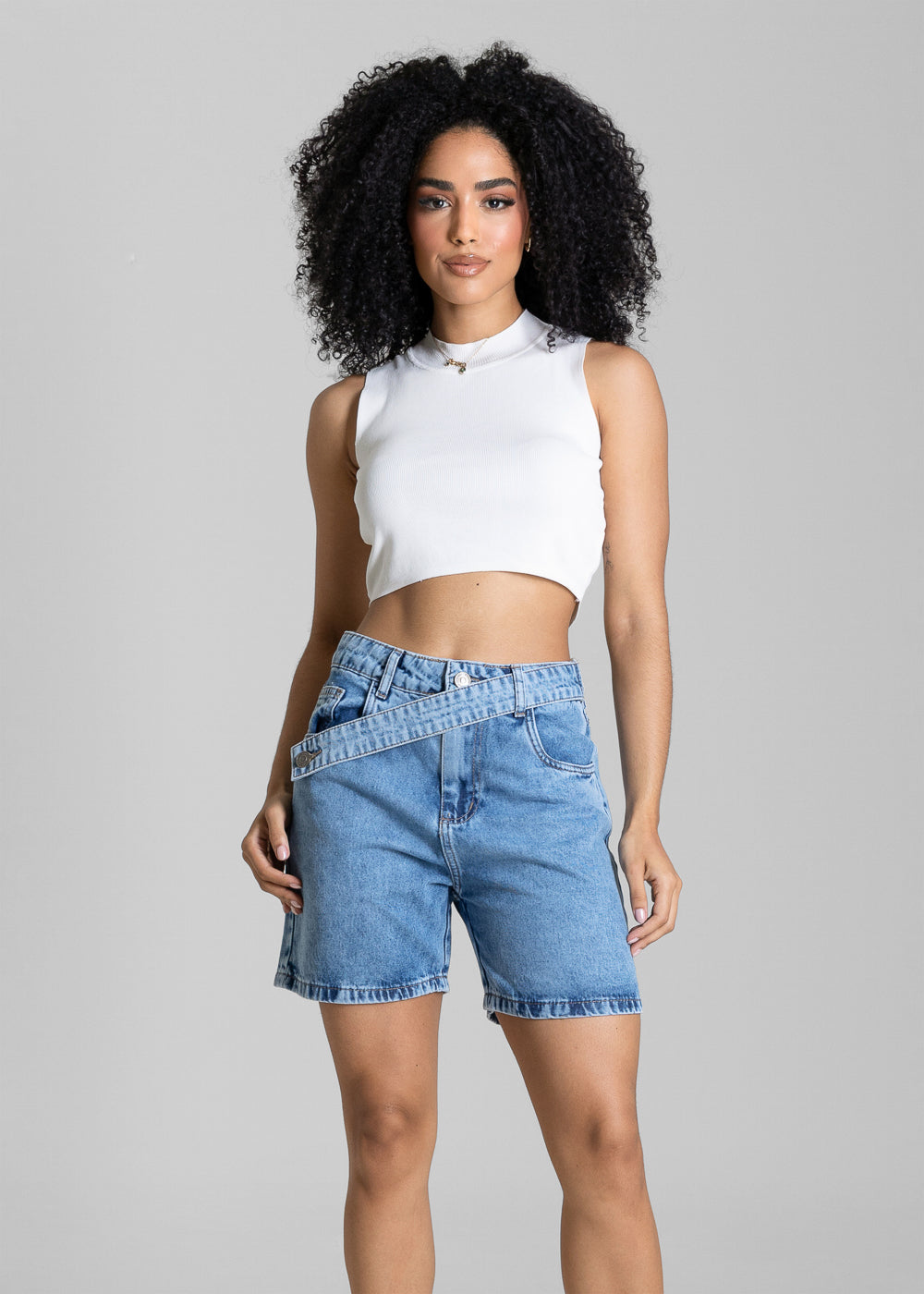 Shorts Jeans Cós Assimétrico Sawary - 284459 AZUL