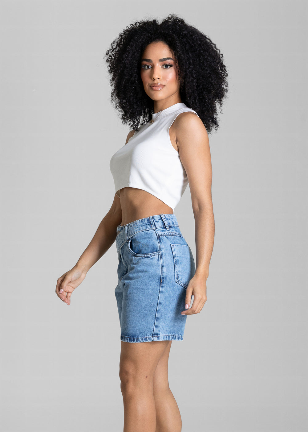 Shorts Jeans Cós Assimétrico Sawary - 284459 AZUL
