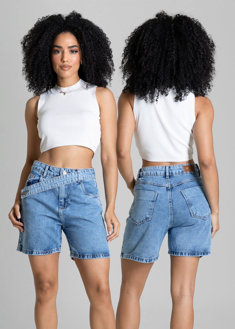Shorts Jeans Cós Assimétrico Sawary - 284459 AZUL