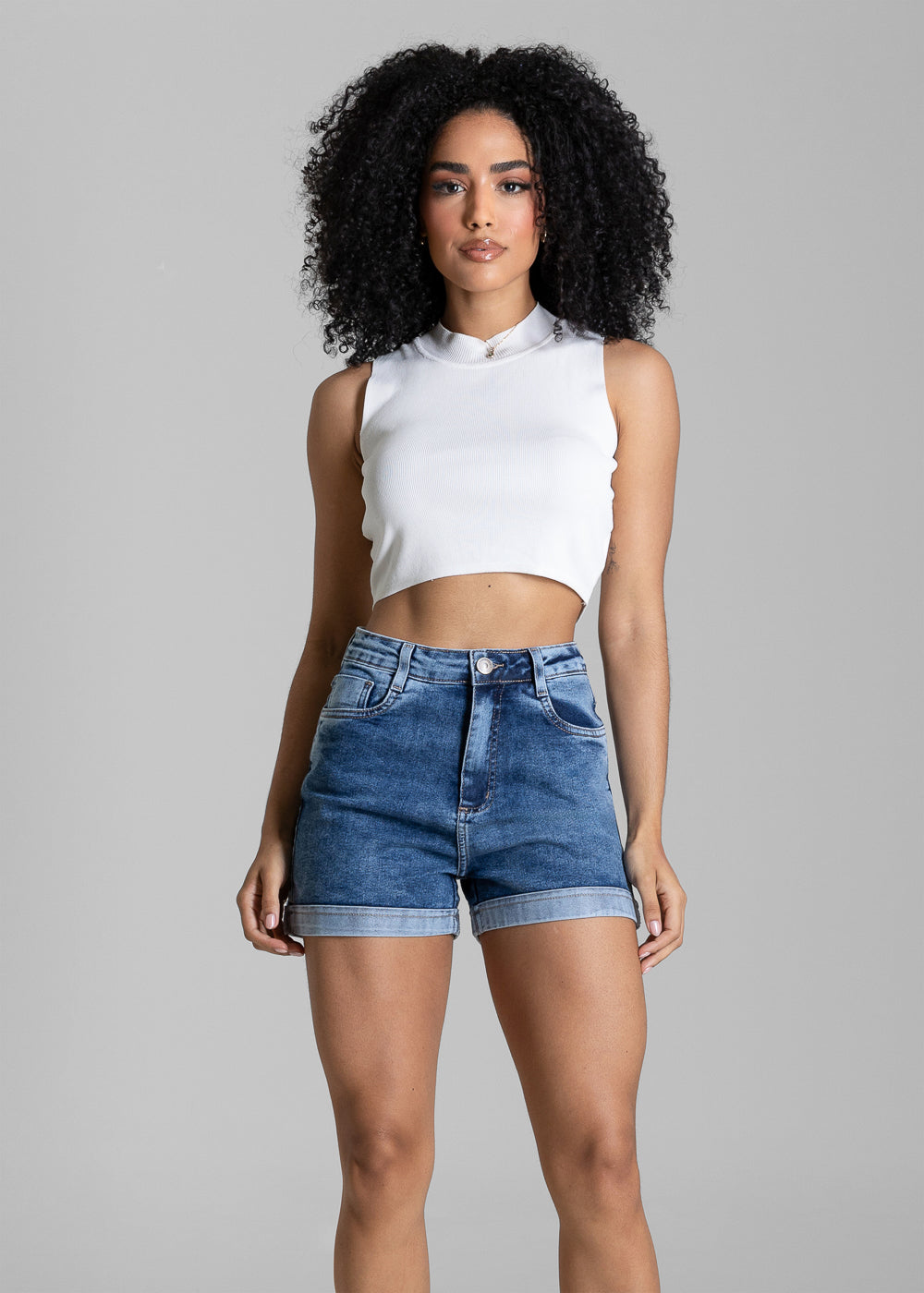 Shorts Jeans Barra Dobrada Sawary - 284485 AZUL