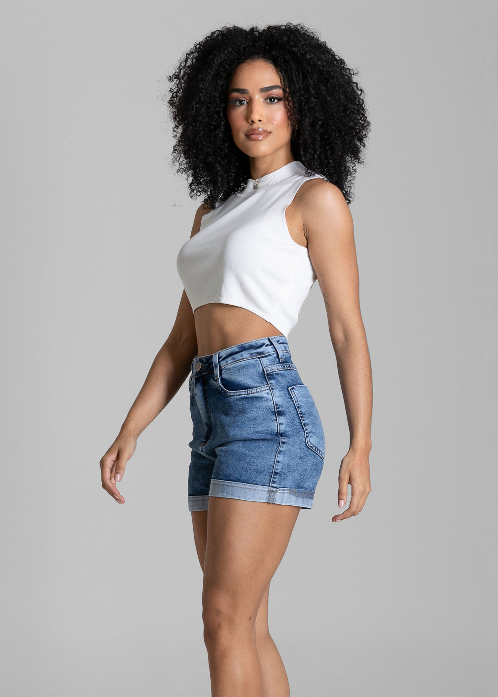 Shorts Jeans Barra Dobrada Sawary - 284485 AZUL