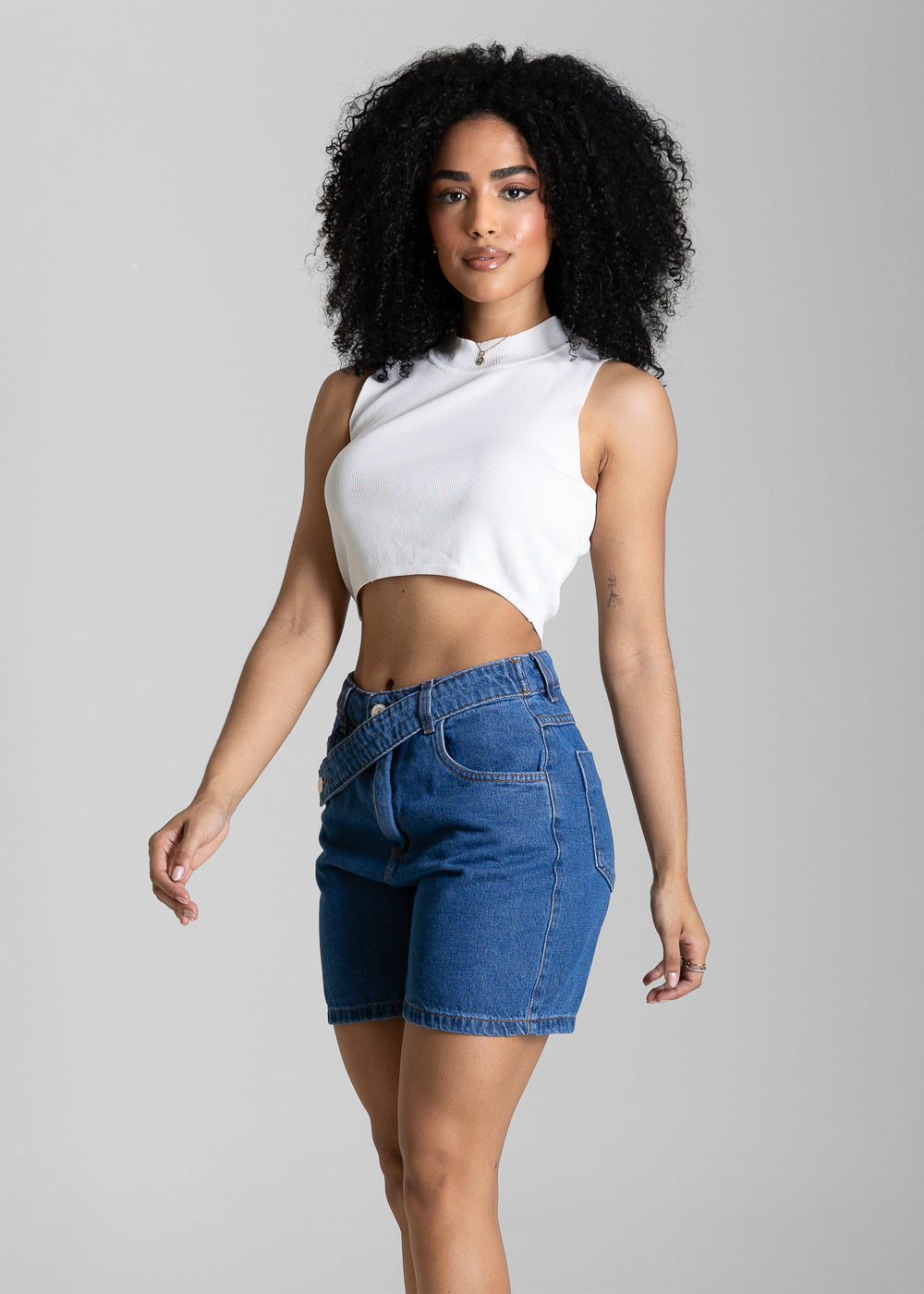 Shorts Jeans Cós Assimétrico Sawary - 284508 AZUL