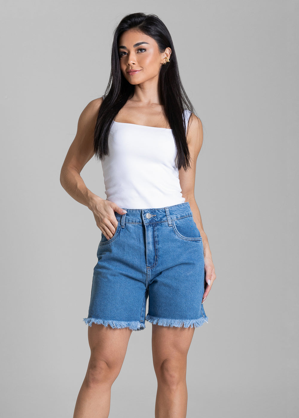 Shorts Jeans Barra Desfiada Sawary - 284512 AZUL