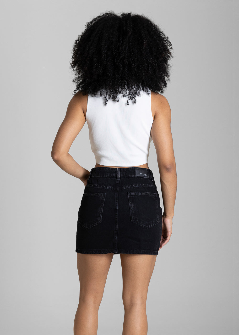 Saia Mini Jeans Cós Transpassado Sawary - 284549 PRETO