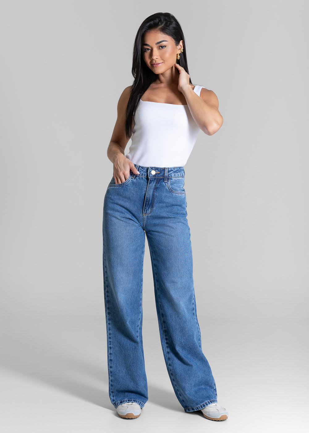 Calça Jeans Sawary Wide Leg Petit - 284581 AZUL