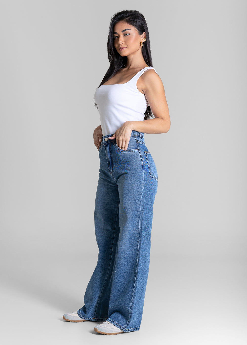 Calça Jeans Sawary Wide Leg Petit - 284581 AZUL