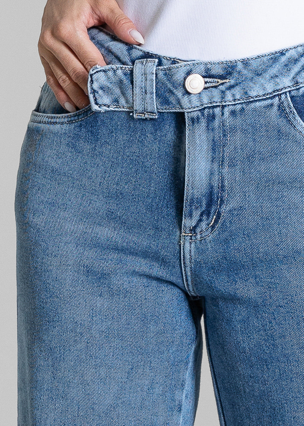 Calça Jeans Sawary Wide Leg Petit Cós Transpassado - 284680 AZUL