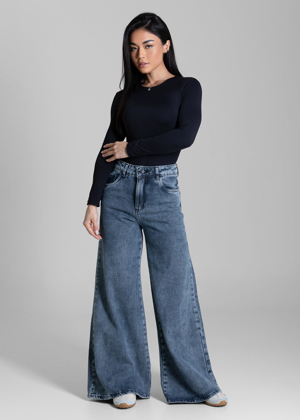 Calça Jeans Sawary Wide Leg Petit - 284748 AZUL