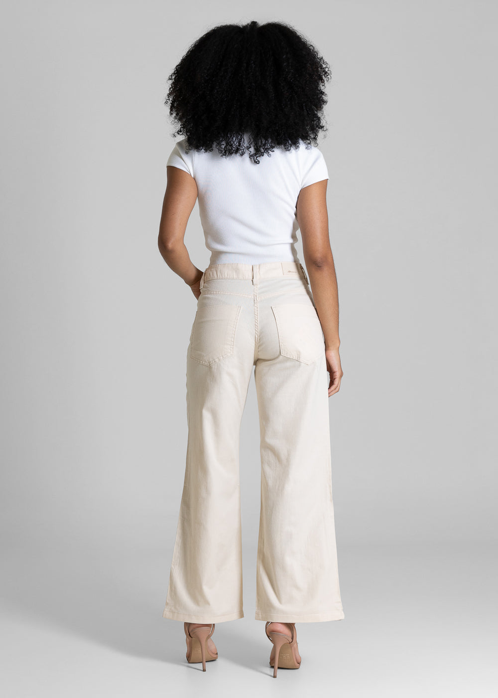 Calça Sarja Sawary Wide Leg Cropped - 284846 OFF WHITE