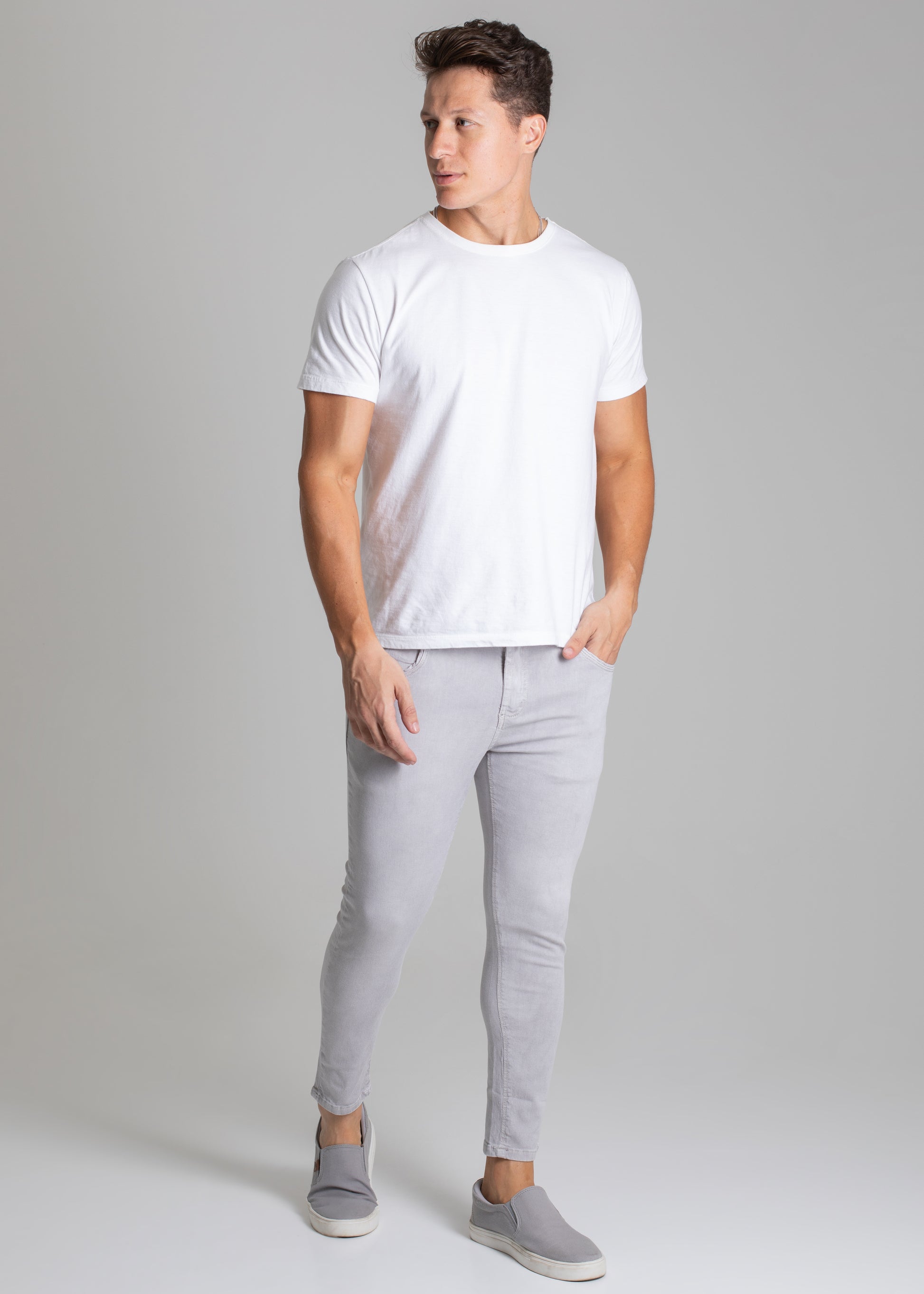 Calça Sarja Sawary Cropped - 272526 CINZA