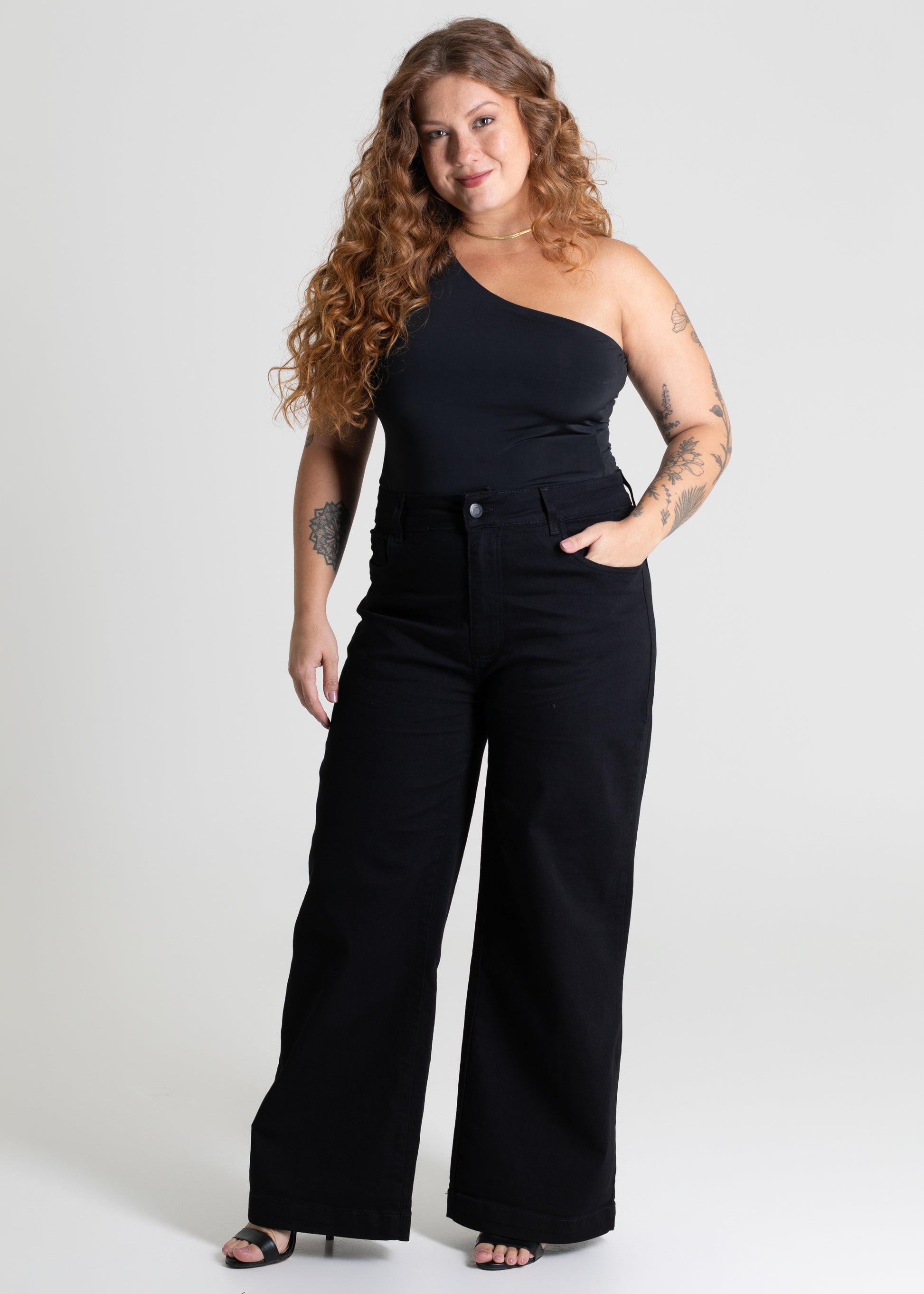 Calça Sarja Sawary Plus Size Wide Leg - 279776 PRETO