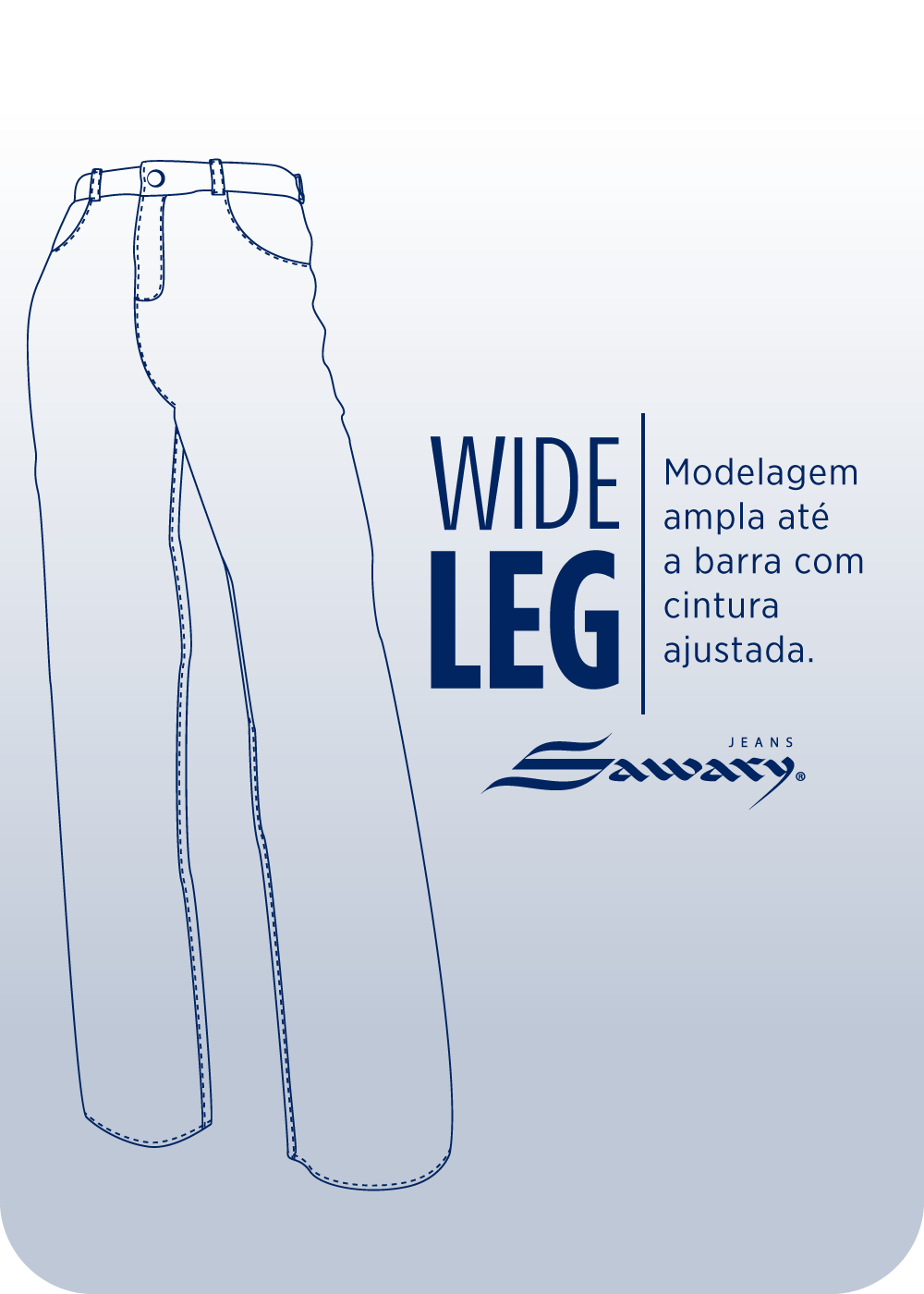 Calça Jeans Sawary Wide Leg Brilho - 282964 AZUL